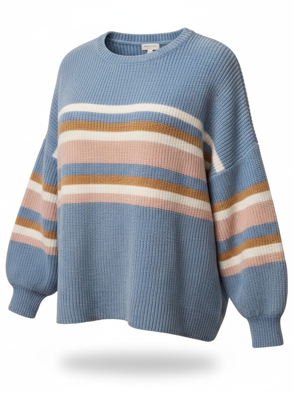 Chic Soul Keeping Cozy Striped Chenille Sweater Blue Multi 3X